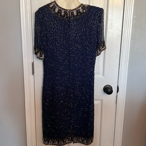 Laurence Kazar beaded silk dress Vintage Small - Picture 7 of 16